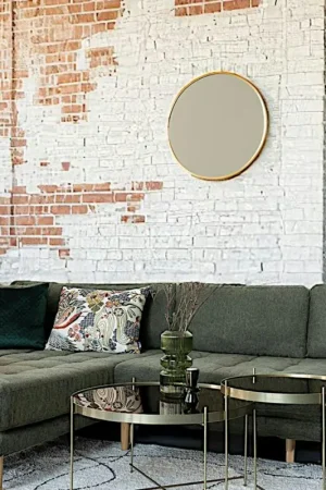 Haute Qualité Miroir rond avec cadre en aluminium doré ø60 cm SEOUL
