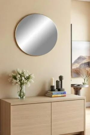 Miroir rond avec cadre doré ø80 cm SEOUL Satisfait Ou Remboursé