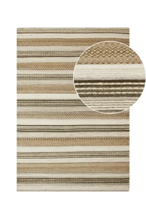 Top Vente Tapis en jute et laine à motifs linéaires 160x230 cm FEZ