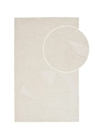 Acheter En Ligne Tapis en laine blanc crème tufté main à motifs contemporains 160x230 cm FEZ