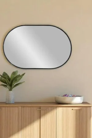 Miroir ovale avec cadre noir 50x80 cm SEOUL Prix Promo