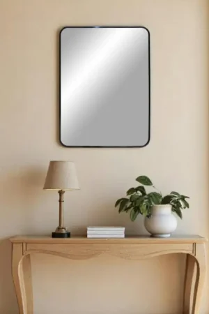 Prix Bas Miroir rectangulaire moderne avec cadre noir 50x70 cm SEOUL