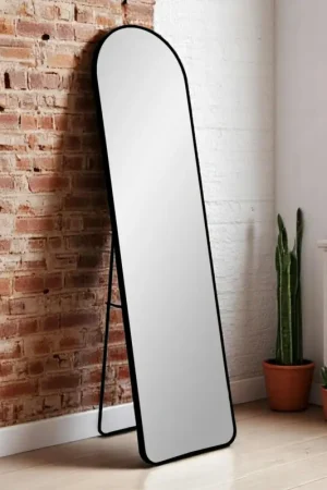 Miroir sur pied avec cadre noir 40x150 cm SEOUL Populaire