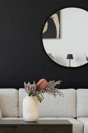 Marque Miroir rond avec cadre en aluminium noir ø80 cm SEOUL