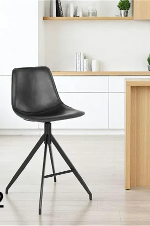 Nouvel Arrivage Tabouret de bar noir avec couture (lot de 2) AMSTERDAM