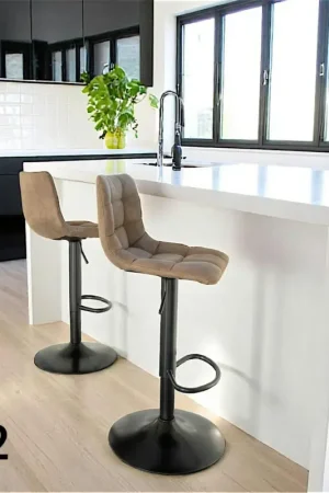 Tabouret de bar réglable en hauteur, marron clair (lot de 2) SAVONE Meilleur Choix