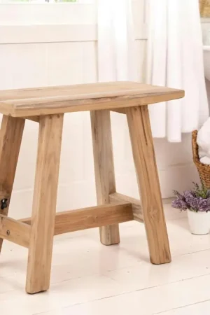 Livraison Express Tabouret en teck NARA