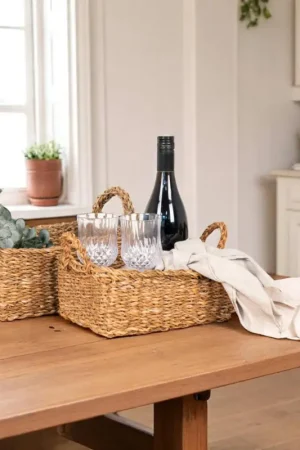 Panier de rangement rectangulaire en jonc de mer avec poignées (lot de 2) Bon Marché