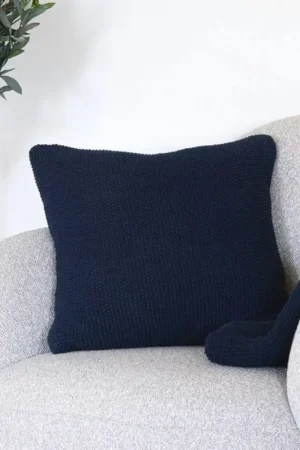 Coussin déco bleu marine en coton recyclé BRUGES Usine Directe