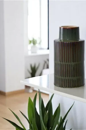 Vase vintage marron et vert Pas Cher