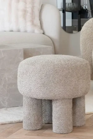 Super Prix Pouf de salon gris clair sur pieds BRUGES