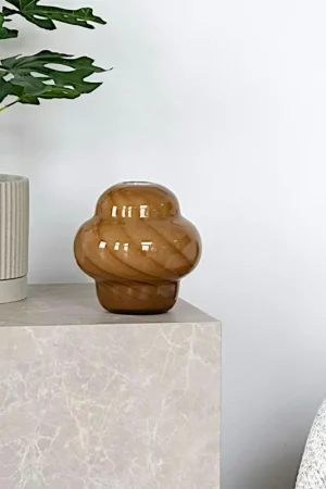 Vase vintage marron forme ronde Jusqu'à Épuisement Des Stocks