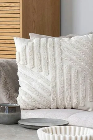 Dernière Chance Coussin de canapé blanc avec motif en relief BRUGES