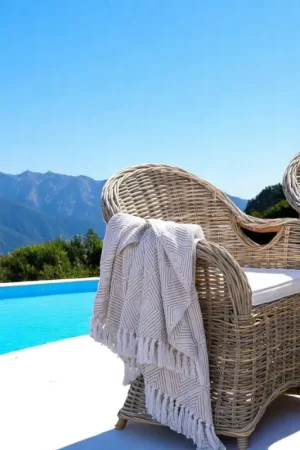 Achat Immédiat Fauteuil de jardin en rotin gris avec coussin d'assise MENDOZA