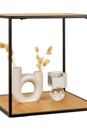 Commande En Gros Etagère cube design effet bois clair et métal noir TALLINN