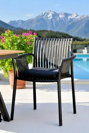 Chaise de jardin noire (lot de 4) MENDOZA Vente Directe