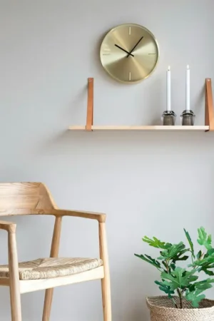 Réduction Etagère murale en bois et cuir brun 80 cm TALLINN