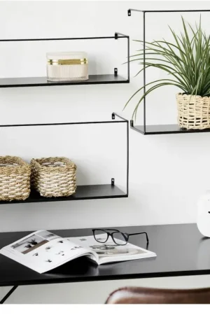 Etagère murale minimaliste en métal noir (lot de 3) TALLINN Offre Du Jour