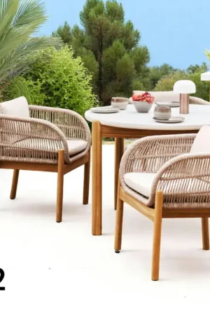 Chaise de jardin en bois d'acacia et corde tressée (lot de 2) MENDOZA Meilleur Choix