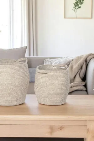Commander Vite Panier de rangement en coton forme jarre avec poignées (lot de 2)