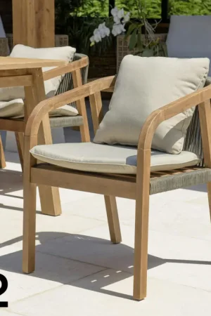 Fauteuil de jardin acacia et cordage vert avec coussins (lot de 2) BAHIA Marque
