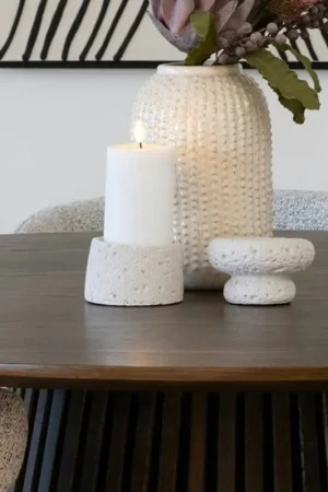 Vente Directe Bougeoir déco en ciment (lot de 2) - gris, formes coupelles basses