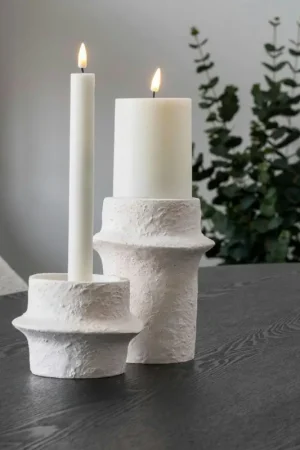 Quantité Limitée Bougeoir en ciment brut (lot de 2) - design organique, 2 hauteurs