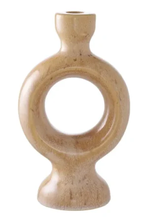 Nouvelle Collection Bougeoir déco en céramique - forme anneau sculptural, beige brun