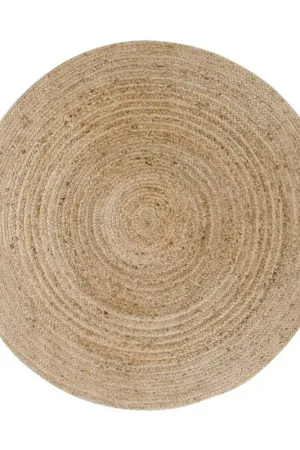 Tapis rond en jute tressée Ø150 cm - style bohème et nature FEZ Super Prix