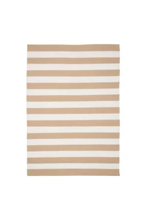 Vente Flash Tapis d'extérieur écoresponsable - rayures beige/blanc MENDOZA