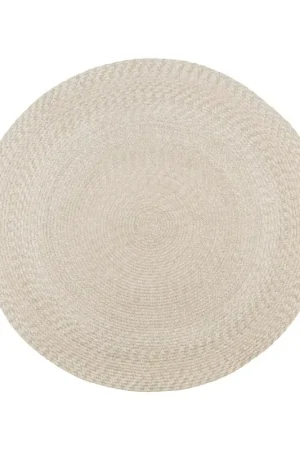 Prix Réduit Tapis rond d’extérieur en plastique recyclé Ø120 cm - teinte sable MENDOZA