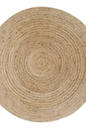 Tapis rond en jute tressée Ø180 cm - style bohème et nature FEZ Prix Bas