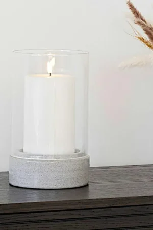 Photophore verre et ciment - forme cylindrique, design minimaliste gris Marque