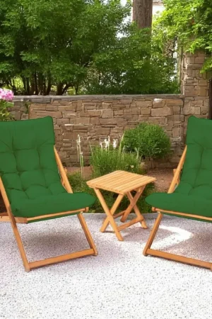 Salon jardin détente 2 places vert - bois et toile SORA Commande En Gros