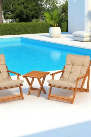 Salon jardin détente beige - 2 assises confort SORA Dernière Chance