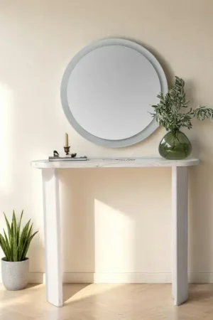 Console d'entrée moderne en bois blanc SITIA Prix Réduit