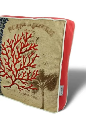 Galette de chaise vintage – corail rouge et palmier IZMIR Prix Promo