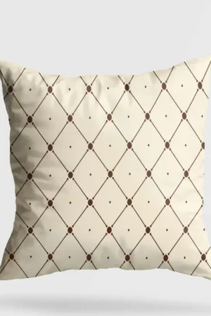 Coussin crème – motifs losanges marrons IZMIR Livraison Express