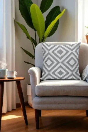 Coussin gris – motifs imbriqués IZMIR Vente Flash