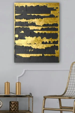 Acheter Direct Tableau abstrait noir et or – style contemporain