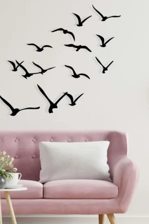 Réduction Décoration murale nature – oiseaux métal noir (lot de 11)