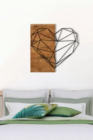 Dernière Chance Décoration murale chambre – cœur métal et bois
