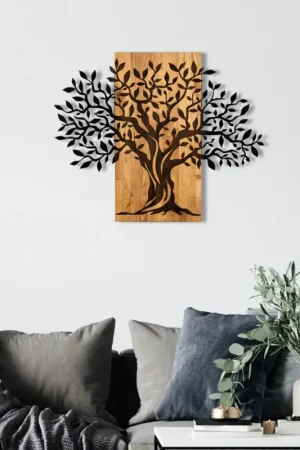 Décoration murale en métal et bois – arbre de vie Commande En Gros