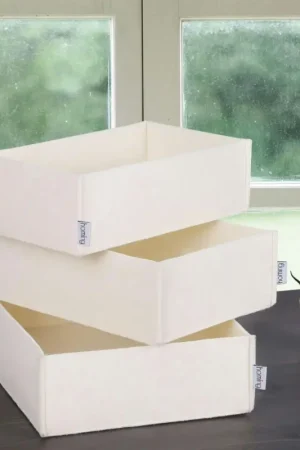 Panier de rangement blanc en feutrine – lot de 3 tailles Super Prix