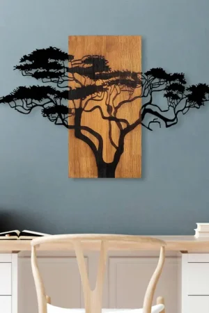 Décoration murale métal et bois – Acacia Offre Spéciale