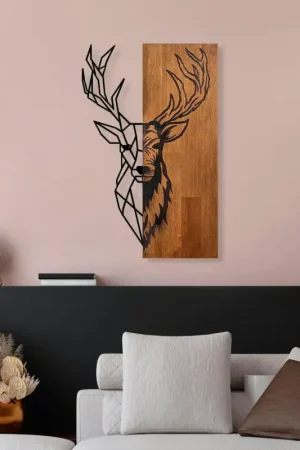 Décoration murale métal et bois – cerf Populaire