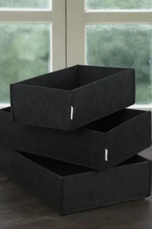 Panier de rangement noir en feutrine – lot de 3 tailles Réduction
