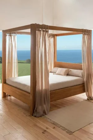 Usine Directe Lit baldaquin cadre 180 cm en bois – style naturel VERBIER