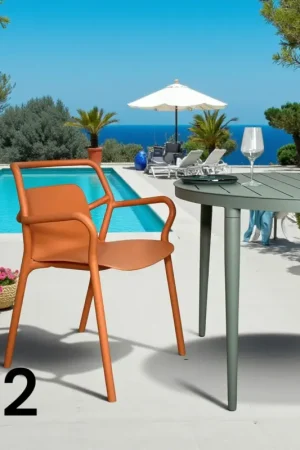 Chaise de jardin design orange, empilable (lot de 2) PINETO Populaire