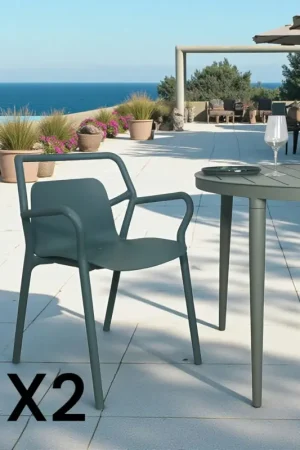 Chaise de jardin design bleue, empilable (lot de 2) PINETO Réduction